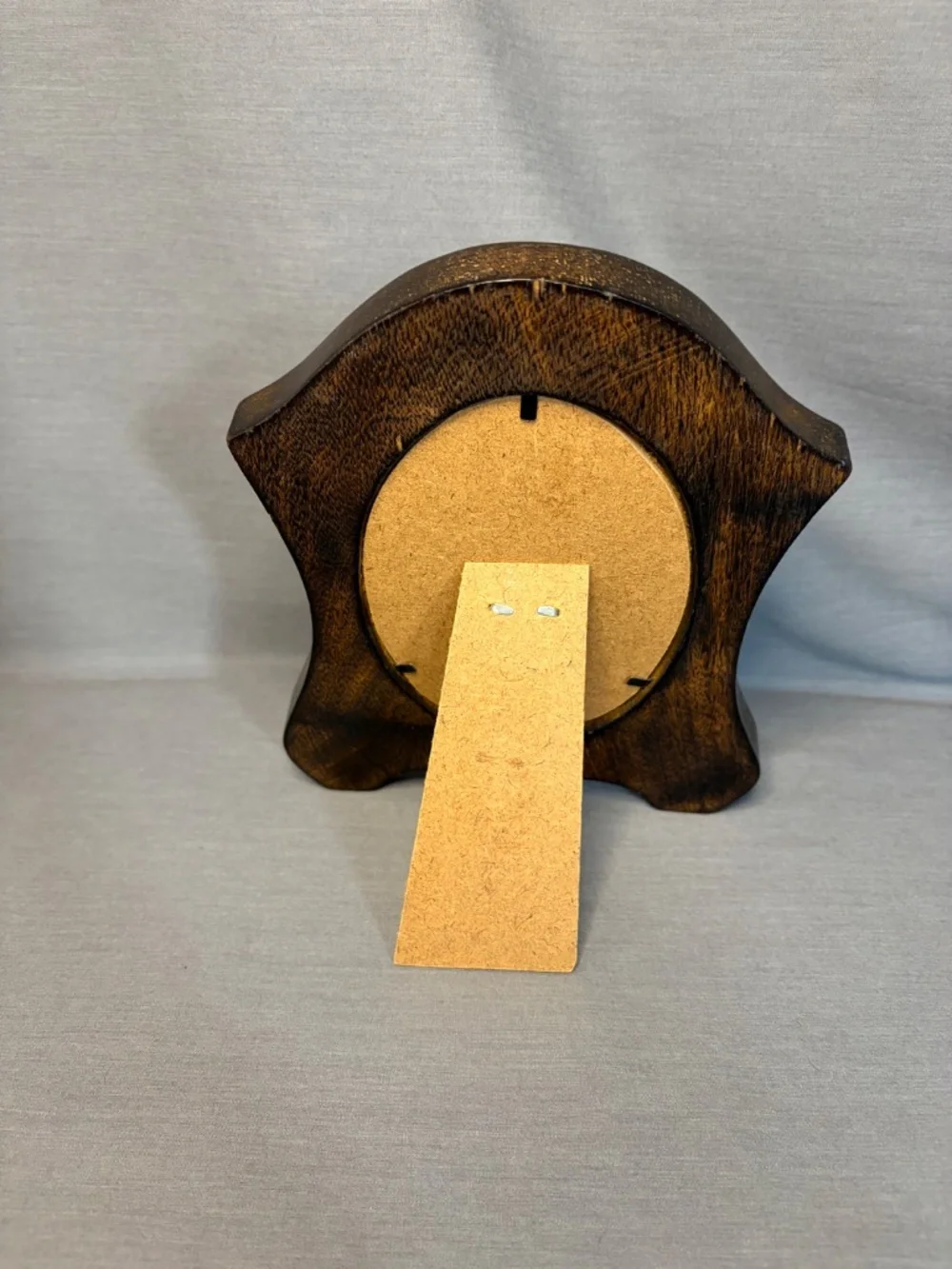 Vintage-Style Dark Brown Hand Carved Wooden Oval Tabletop Picture Frame 4 x 6